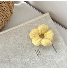 Sweet Solid Color Plaid Dot Stripe Flower Scrunchies Cute Hair Ties for Baby Girls Fashionable Hair Accessories for Kids