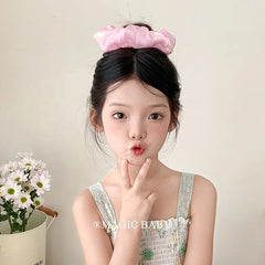 Fashion Solid Color Lustrous Scrunchies for Baby Girls Cute Sweet Elegant Graceful Hair Ties for Kids Children Hair Accessories