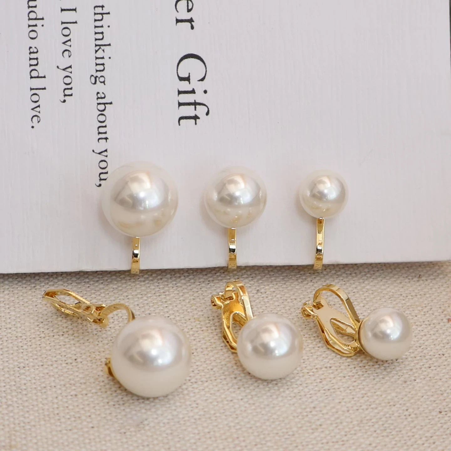 Simple Fashion Minimalistic Imitation Pearl Elegant Luxury Clip on Earrings for Girls Trendy Glitter Jewelry for Women Ladies