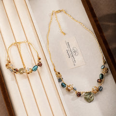 Fashion Baroque Pearl Freshwater Pearl 18K Gold Plated Jewelry Sets for Girls Beads Bracelets Necklace for Women Lady Wholesale