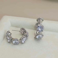 Women Hot Sale High Quality Rhinestone Circle Hoop Earring Fashion Sparking Glitter Chic Wholesale Jewelry Accessories for Daily