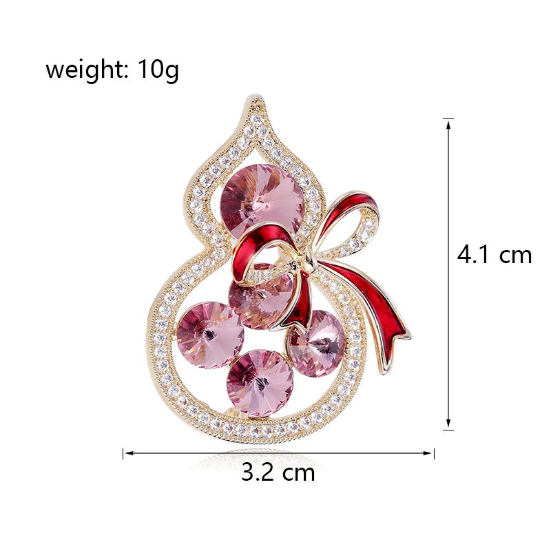 Fashion Glitter Gourd Sparkle Sweet Brooches for Girls Sweet Elegant Pins Jewelry for Women Ladies Accessories Chinese Supplier