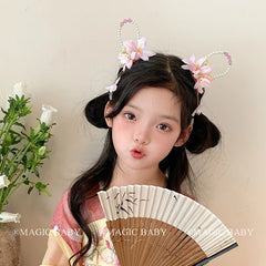 Vintage Chinese Style Rabbit Imitation Pearl Hair Clips for Baby Girls Festival Sweet Alligators for Kids Hair Accessories