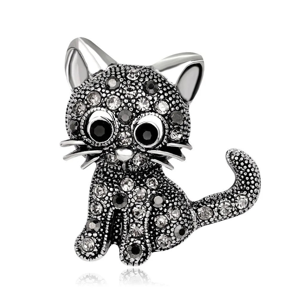 Fashion Glitter Dainty Glitter Cats Brooches for Girls Animals Cute Pins Jewelry for Women Ladies Accessories Chinese Supplier