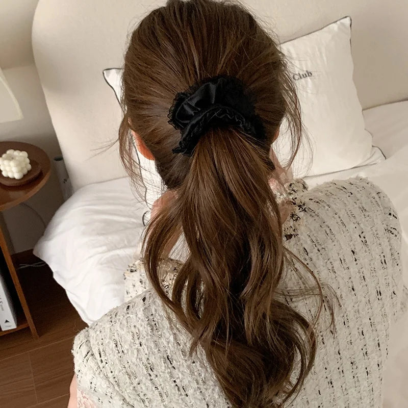 Simple Lace Elegant Solid Color Scrunchies for Girls Elegant French Style Hair Ties for Women Ladies Hair Accessories Chic