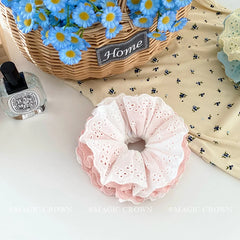 2025 Summer Hot Sale Color-blocked Flower Hair Tie for Girls Stylish Fabric Durable Scrunchies for Women Ladies Hair Accessories