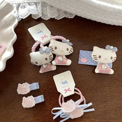 Kids Pink Animals Bowknot Lovely Sweet Fashion High Elastic Quality Wholesale in Stock Girls Scrunchies Hair Clips Accessories