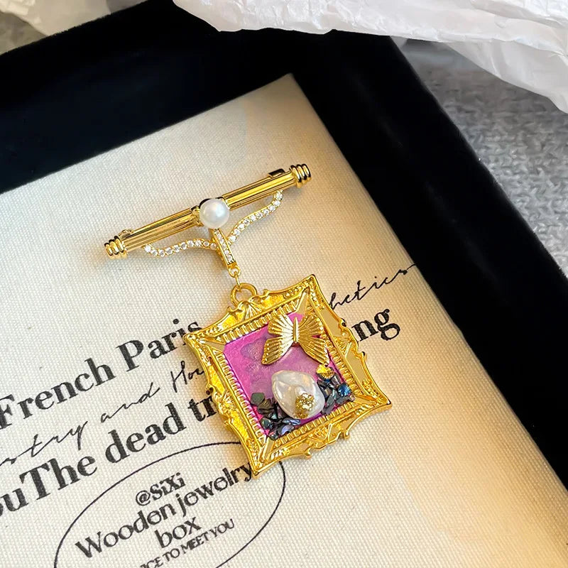 Fashion Trendy Baroque Pearl Hand-Painted Drip Glaze Pendent for Girls Vintage Jewelry for Women Ladies Wholesale China Factory