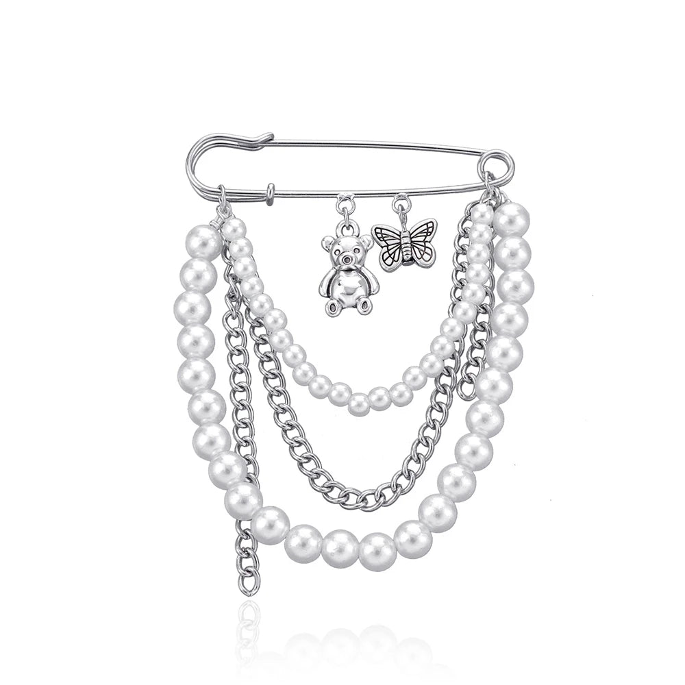 Dainty Fashion Imitation Pearl Refined Brooches for Girls Cute Trendy Art Deco Jewellry for Women Ladies Accessories Wholesale