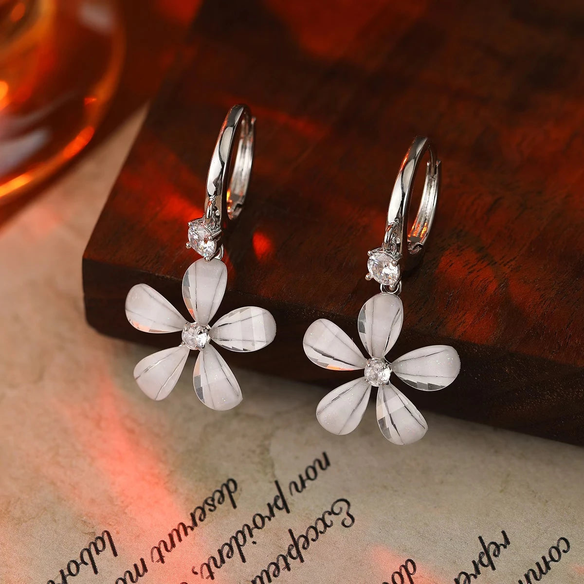 Female Flower Heart Butterfly Slim Small Dangle Earring Fashion Elegant Sweet Wholesale Bulk Order Jewelry Accessories for Daily
