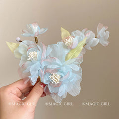 Sweet Cute Flower Hair Clips for Girls Elegant Princess Style Alligator Clips for Women Ladies Hair Accessories Fahion Chinese