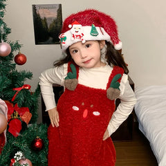 2025 Christmas Classic Santa Claws Sweet Hat for Baby Girls Cute Fashion Hair Accessories for Kids Children Chinese Supplier