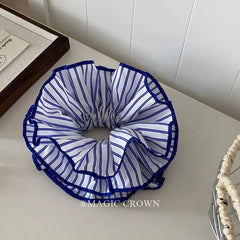 Summer Hot Sale Minimalistic Stripe Nautical Style Scrunchies Fashionable Hair Ties for Girls and Women Sweet Hair Accessories