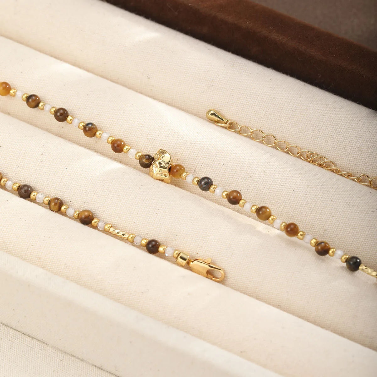 Fashion Tiger Eye Stone Beads Necklaces for Girls Copper 18K Gold Jewelry for Women Ladies Wholesale Bulk China Manufacturer