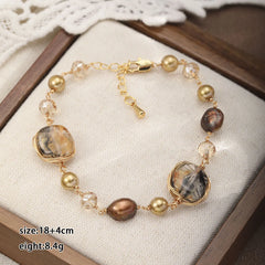 Fashion Freshwater Pearl Crystal Sweet Bracelets for Girls Trendy Elegant Jewelry for Women Ladies Wholesale China Factory