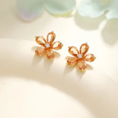 Female Flower Shape New Design Small Stud Earring Sweet Fashion Chic High Quality Jewelry Accessories for Women Holiday Causal