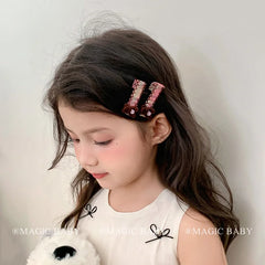 Cute Fashion Bear Heart Shaped Hair Clips for Baby Girls Sweet Glitter Stylish Snap Clips for Kids Children Hair Accessories