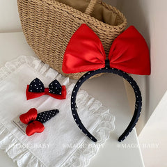 Fashion Trendy Dot Bowknot Solid Color Head Band for Baby Girls Large Exaggerated Cute Hair Band Hair Accessories in Stock