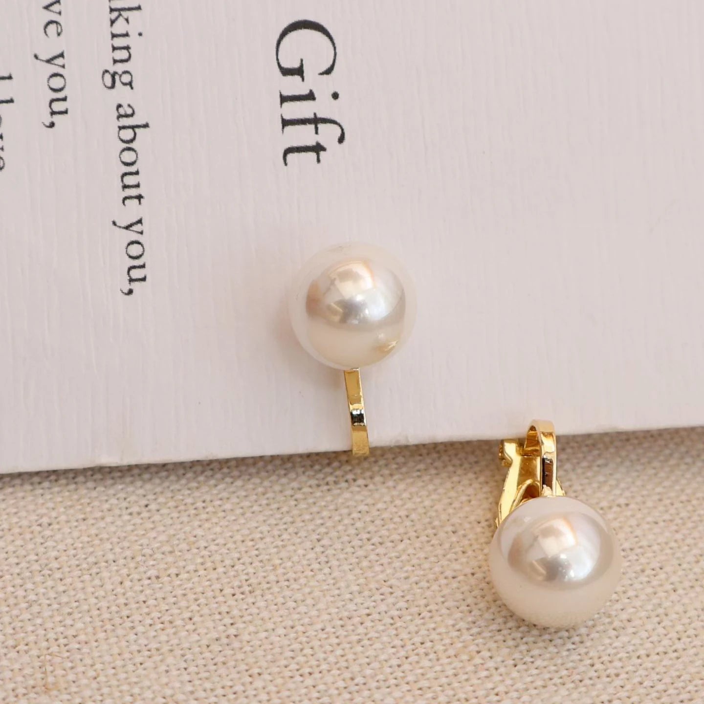 Simple Fashion Minimalistic Imitation Pearl Elegant Luxury Clip on Earrings for Girls Trendy Glitter Jewelry for Women Ladies