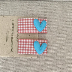 Kids Grid Heart Decorative Rectangle Snap Clips Fashion Sweet New Design in Stock Hairpins Accessory for Children Daily Causal