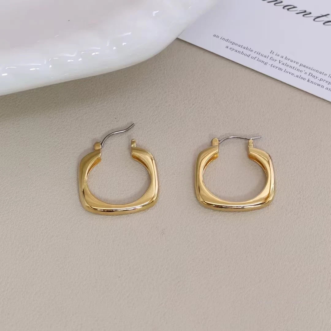 Fashion Classic Simle Glamorous Refined Hoop Earrings for Girls Elegant Art Deco Jewelry for Women Ladies Accessories Wholesale