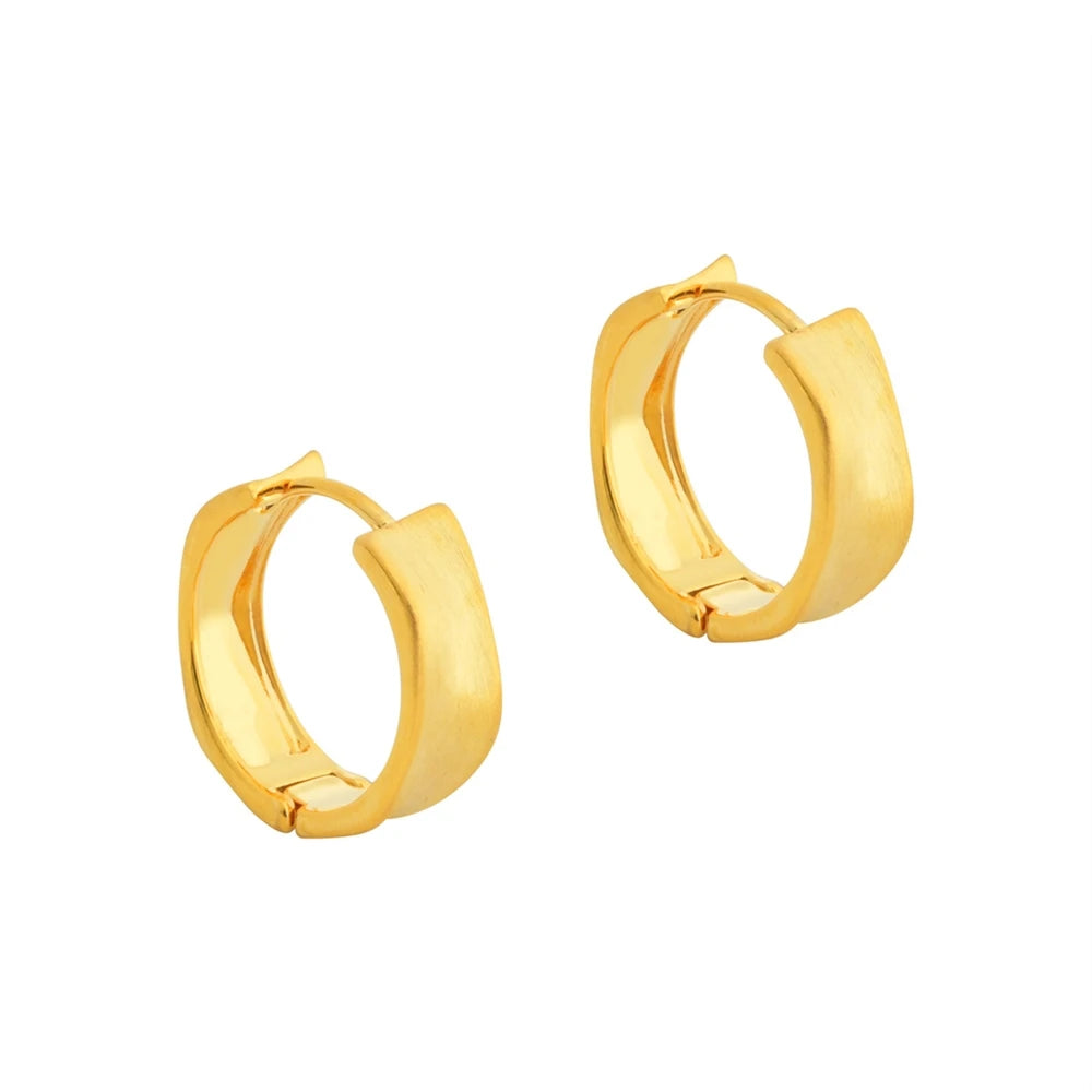 Minimalist Personalized Brushed Irregular Hoop Earrings Cool-toned Fashionable Ear Jewelry European and American Accessory Bulk