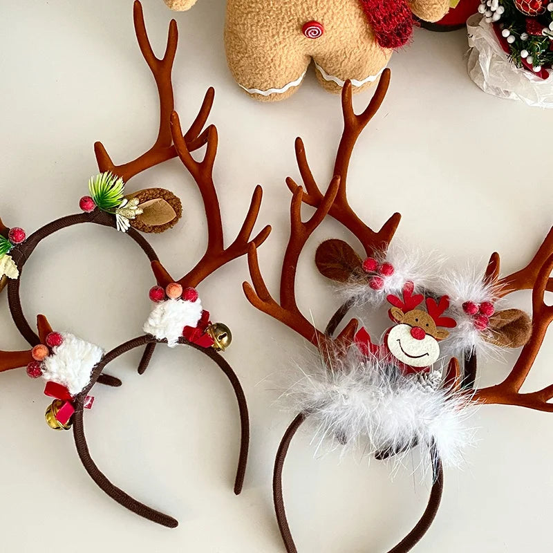 Christmas Children Head Bands Sweet Cute Cartoon Large Deer Hairbands for Baby Girls Wholesales New Christmas Hair Accessories