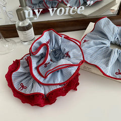 Girls Plaid Bowknot Double Layer Large Scrunchies Ponytail Holder Sweet Fashion Wholesale in Stock Hair Ties Accessories for Kid