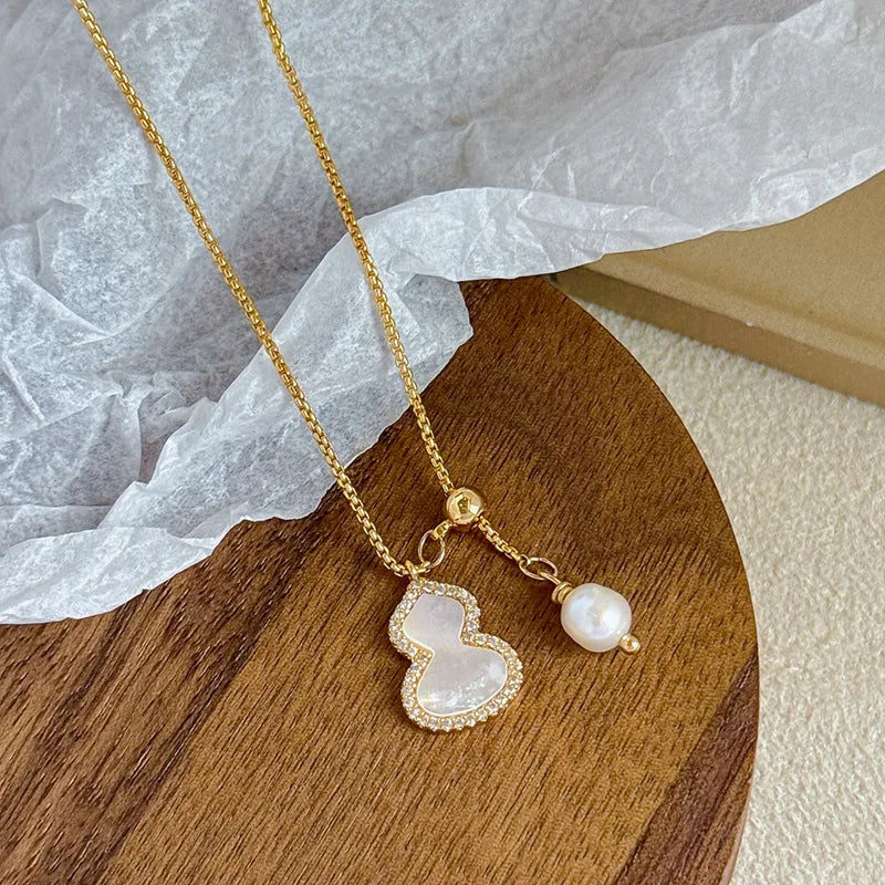 Fashion Copper 18K Gold Plated Gourd Earrings for Girls Abalone Shell Jewelry for Women Ladies Wholesale China Factory Bulk
