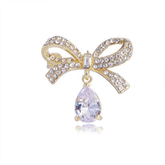Fashion Bowknot Classic Elegant Rhinestone Glitter Brooches for Girls Stylish Simple Pins Jewelry for Women Ladies Accessories