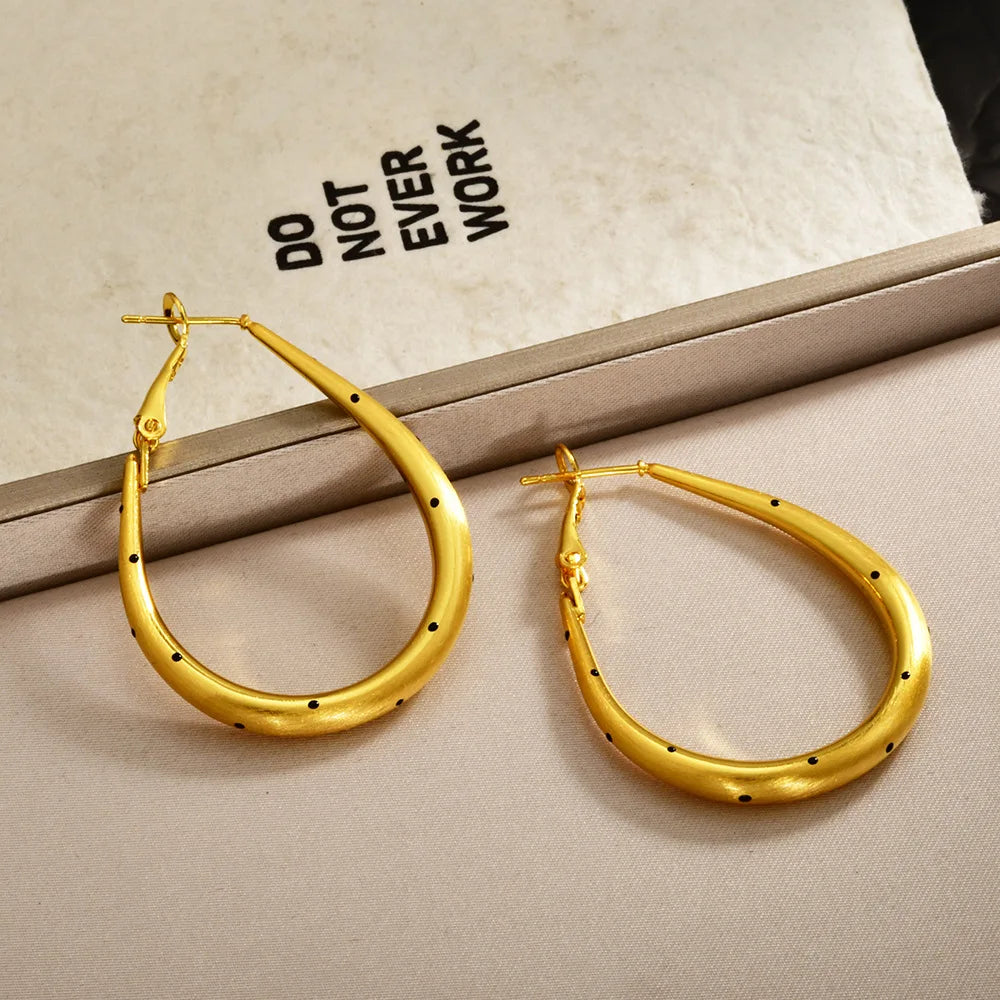 Korean Women's Hoop Earrings Solid Color Circle Polka Dot Brushed Earrings High-end Minimalist Chic Style Elegent Earring Bulk