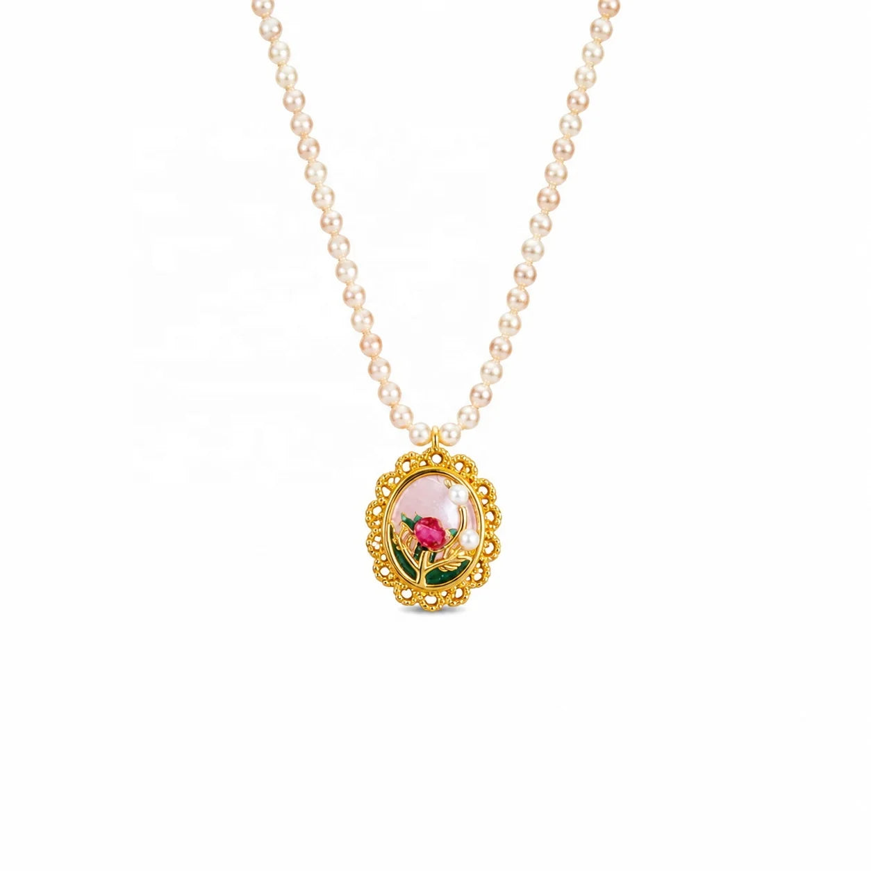 Female Flower 0.2cm Natural Stone Chain bar 18k Gold-plated Drip Glaze Hand-Painted Necklace Earring in Stock Jewelry for Daily