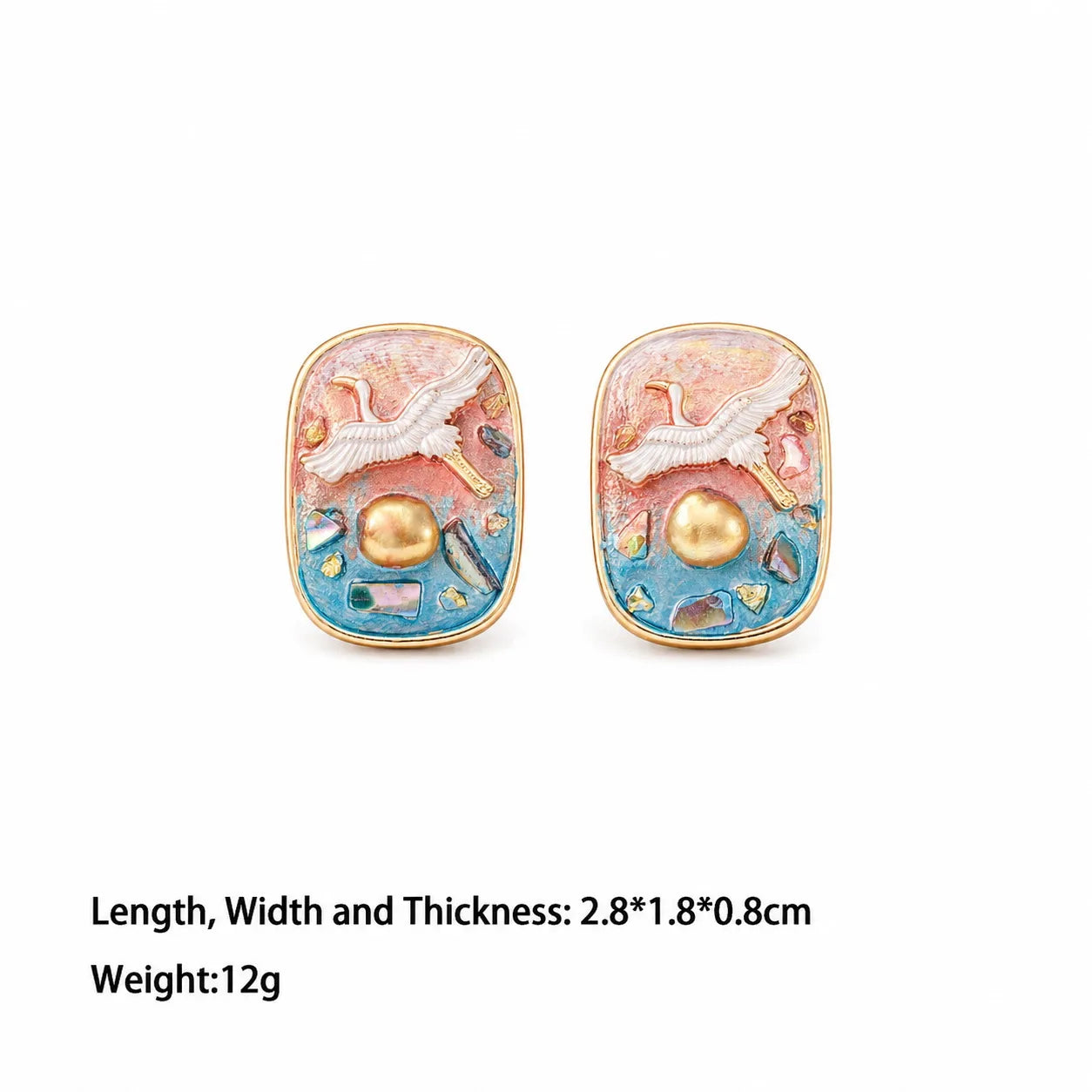 Fashion Vintage Chinese Style Hand-Painted Graffiti Stud Earrings for Girls Luxury Jewelry for Women Ladies Wholesale Bulk