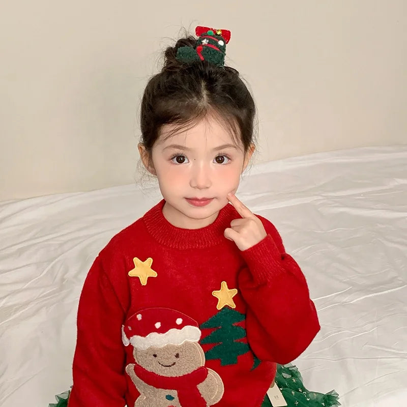 2025 Christmas Bowknot Santa Claws Socks Hairbands for Baby Girls Cute Sweet Glitter Head Bands for Kids Child Hair Accessories