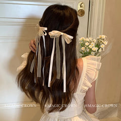 Sweet Ribbon Bowknot Hair Clips Accessories for Girls Solid Color Cute Fashion Fancinators  Hair Claws Lace  for Women Ladies