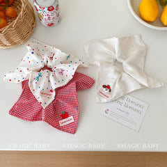 Sweet Cute Red Grid Dots Animals Bowknot Print Kerchief Scrunchies Kids Daily Fashion Hair Ties Accessories for Girls