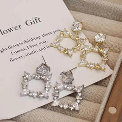 Glitter Stunning Luxury Art Deco Glamorous Drop Earrings for Girls Elegant Rhinestone Sweet Jewelry for Women Ladies Accessories
