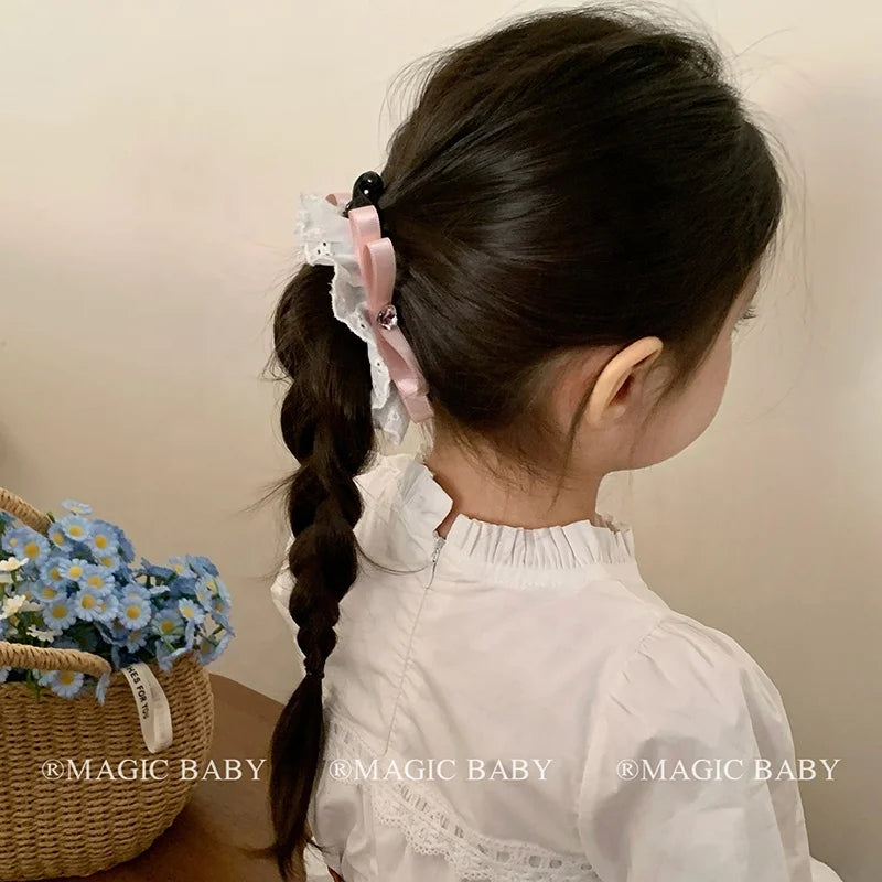 Fashion Sweet Elegant French Style Bowknot Hair Clips for Baby Girls Glitter Banana Clips for Kids Child Hair Accessories Chic