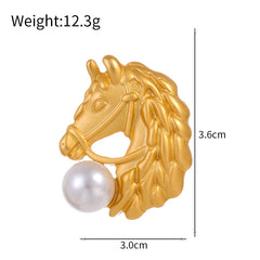 Fashion Horses Trendy Stylish Brooches for Girls Elegant Luxury Imitation Pearl Pins Jewelry for Women Ladies Accessories