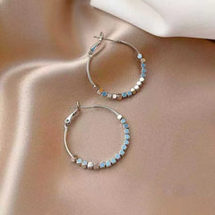 Women Flower Decorative Medium Hoop Earring Fashion Elegant Luxurious Glamorous Trendy Wholesale Jewelry Accessories for Causal