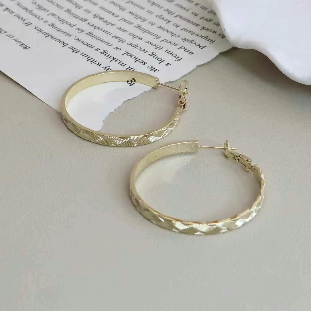 Ladies High Quality Circle Shape Large Hoop Earring Fashion Sparking Glitter Luxurious Dainty Bulk Jewelry Accessories for Daily