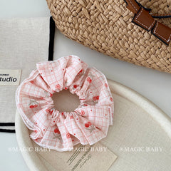 Sweet Cute Dot Fruit Plaid Cherry Scrunchies for Baby Girls Fashion Trendy Stylish Hair Ties for Kids Children Hair Accessories