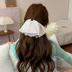 Hot Sale Medium Scrunchies Hair Claws Simple Fashion Black Dots White Fabric Wholesale Stock Hair Ties Clips Accessory Set for