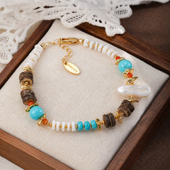 Fashion Baroque Pearl Turquoise Shell Jewelry Sets for Girls Vintage Necklaces Bracelets for Women Ladies Wholesale Bulk