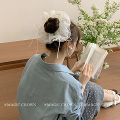 Large White Lace Bow Hairband Hair Ties for Women High Quality Tulle Minimalistic Scrunchies for Daily Use Hair Accessories