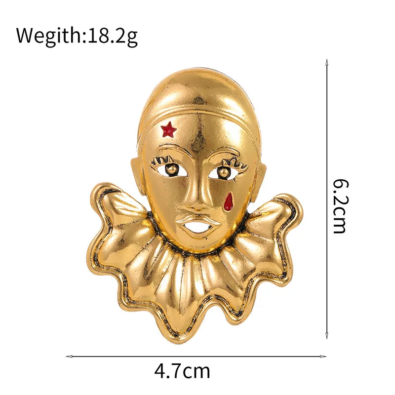 Fashion Trendy Alloy Mental Masks Brooches for Girls Elegant Charms Glamorous New Design Pins Jewelry for Women Ladies Accessory