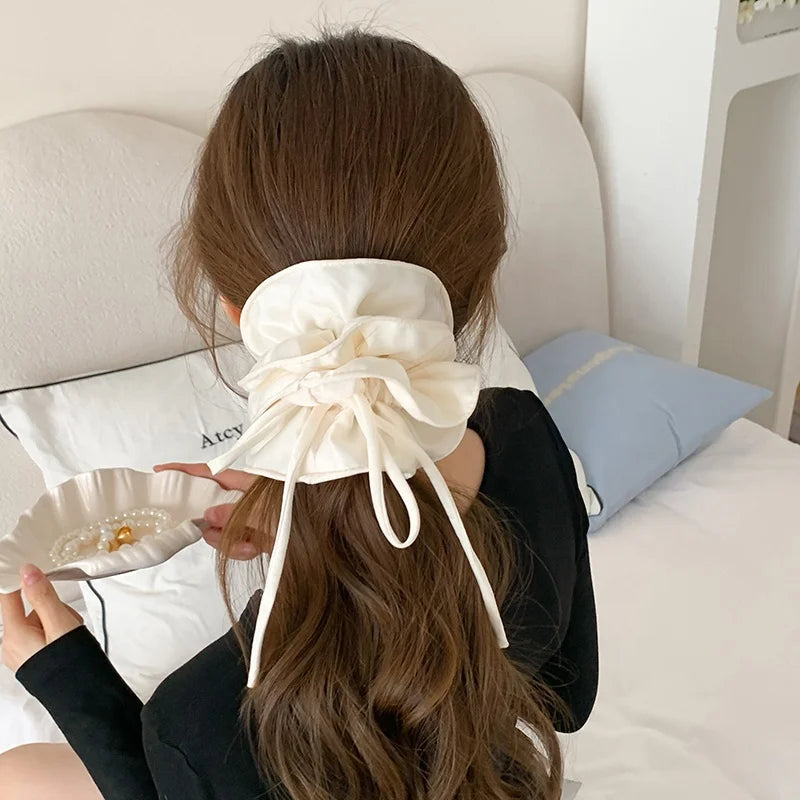 Fashion Solid Color Minimalistic Simple Scrunchies for Girls Ribbon Elegant Hair Ties for Women Ladies Hair Accessories Chic