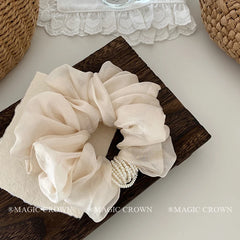 Female Imitation Pearl Solid Color Ponytail Holder Large Scrunchies Elegant Thick Thin Hair Ties in Stock Accessories for Women