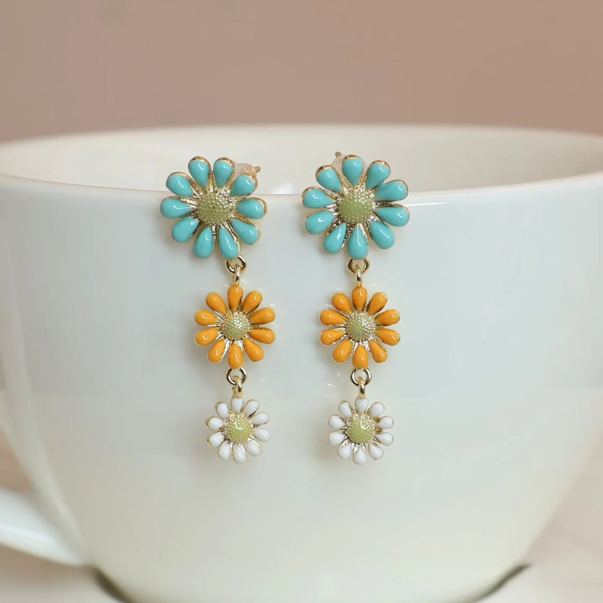 Sweet Elegant Flowers Drop Earrings for Girls Cute Floral Jewelry for Women Ladies Accessories Chinese Supplier Wholesale