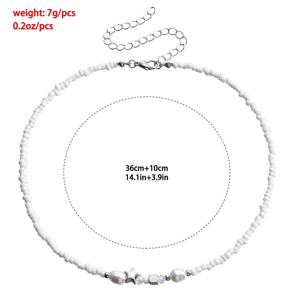 Fashion Star Beads Simple Solid Color Necklaces for Girls Sweet Trendy Jewellry for Women Ladies Accessories Chinese Supplier